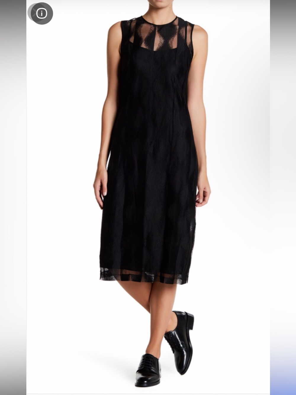 DKNY Mesh Black Sleeveless Midi Dress M